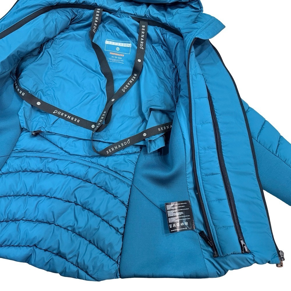 Bernardo Puffer Jacket Teal Blue Hooded Performance Womens XS - Picture 3 of 7